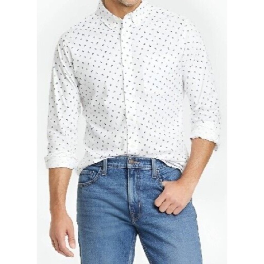 Goodfellow The Northrop Slim Fit White Button Down Shirt - Floral Print